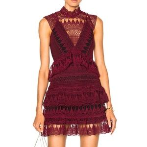 Self Portrait Teardrop Guipere Paneled Mini Dress